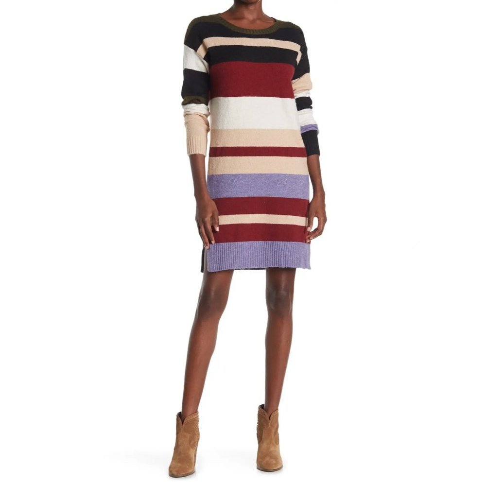 STITCHDROP Harmonious Power Striped Knit Dress NEW